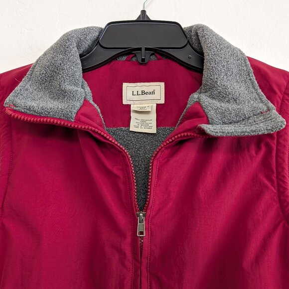 LL BEAN Vest‎ Women's M Red Nylon Fleece Lined Zip Outdoor Zip Pockets - Picture 4 of 11